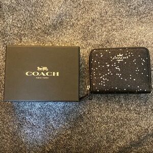 Coach Boxed Small Zip Around Wallet With Star Glitter